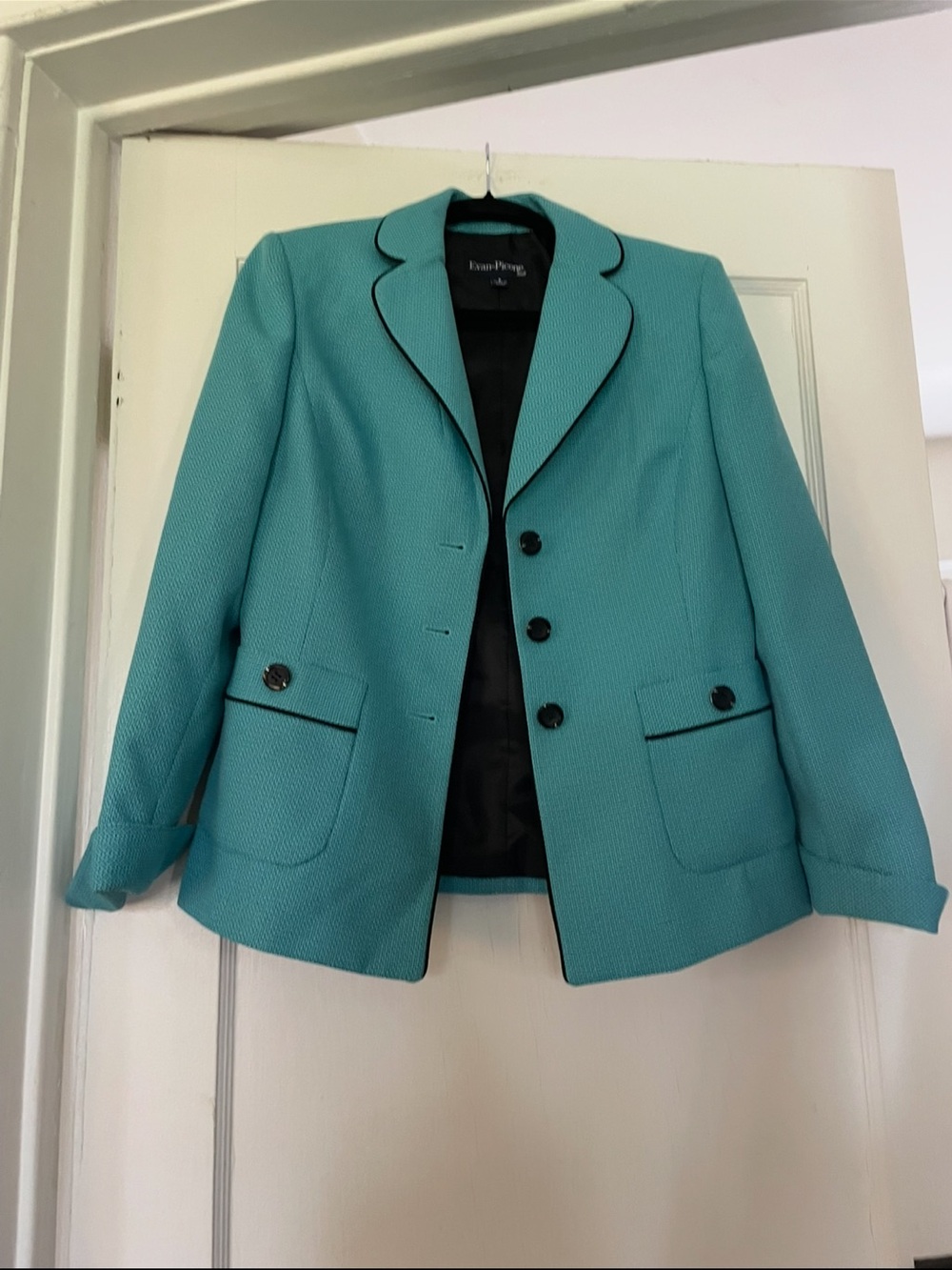 Vintage Evan-Picone Teal Notch Collar Blazer - Picture 7 of 14